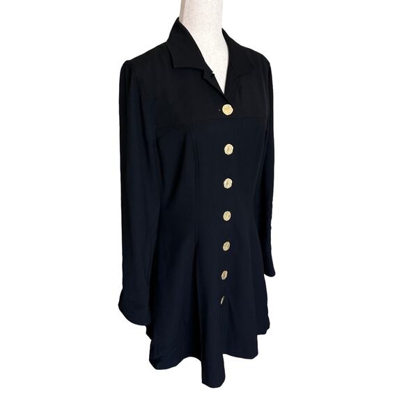 Simona Womens Long Jacket or Dress Size 12 AU* Black 100% Wool Oversized Buttons - Picture 2 of 14